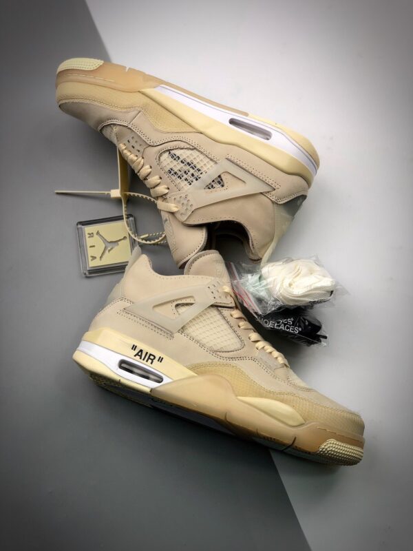 Off-White x Air Jordan 4 Sail/Muslin-White-Black CV9388-100 - Image 6