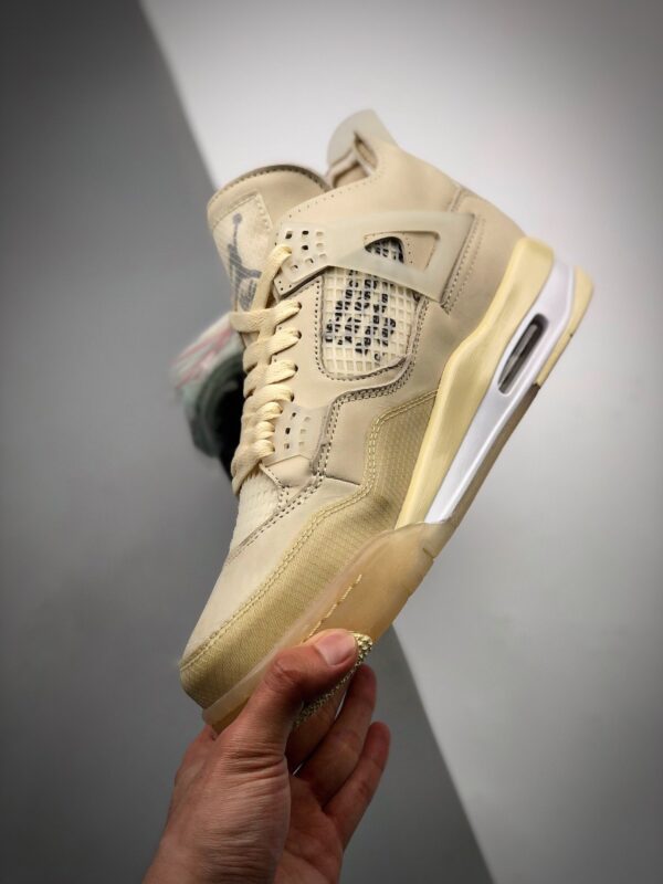 Off-White x Air Jordan 4 Sail/Muslin-White-Black CV9388-100 - Image 4