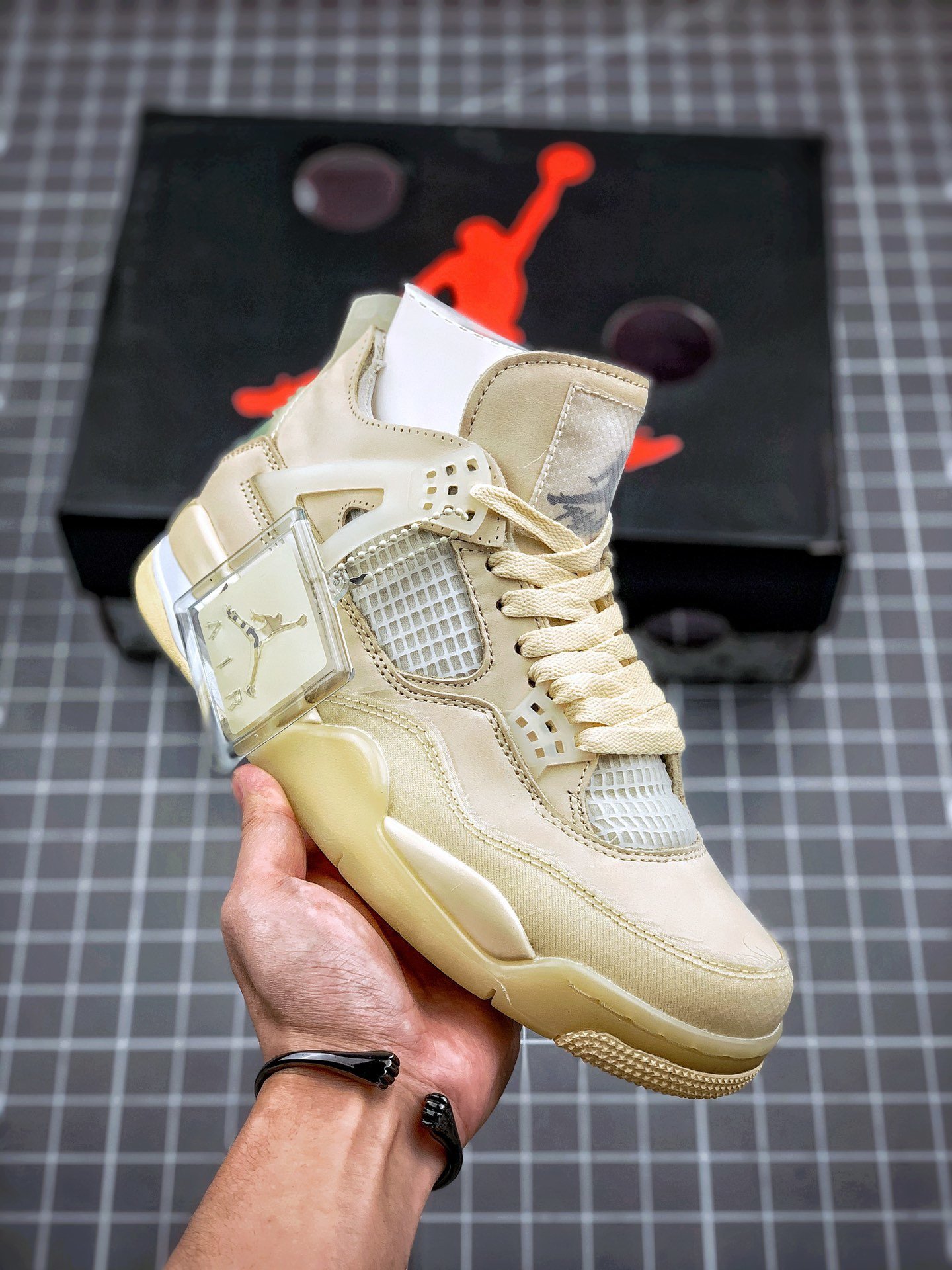 Off-White x Air Jordan 4 SP Sail/Muslin-White-Black
