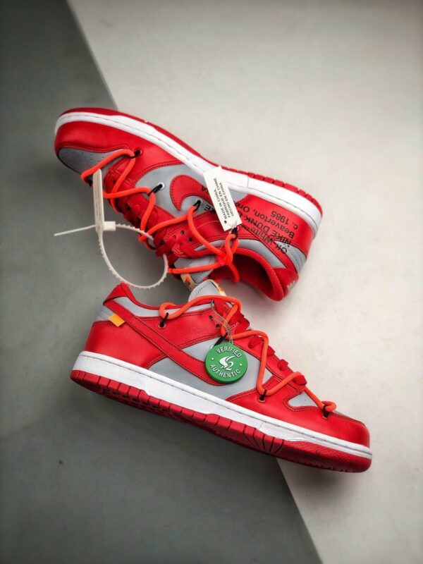 Off-white X Dunk Low University Red Ct0856-600 Men’s Size 6.5 – 11 Us - Image 2
