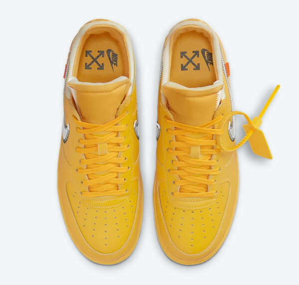 Off-White x Nike Air Force 1 Low University Gold Metallic Silver DD1876-700 Men's Size 7 - 12 US, Women's Size 5.5 - 8.5 US - Image 3