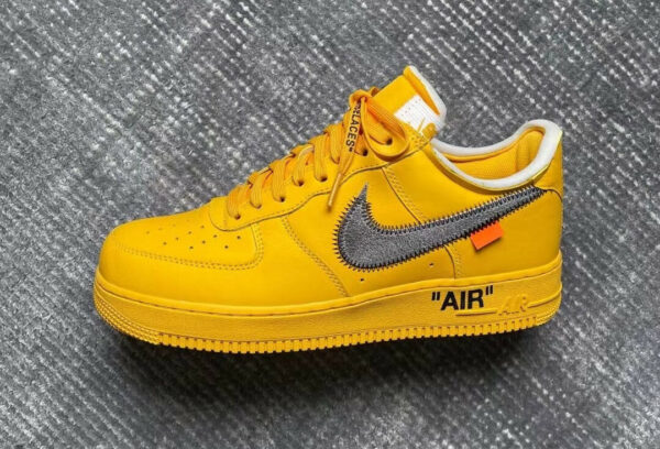 Off-White x Nike Air Force 1 Low University Gold Metallic Silver DD1876-700 Men's Size 7 - 12 US, Women's Size 5.5 - 8.5 US - Image 5
