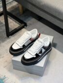 Prada Leather Fashion Sneakers Black White