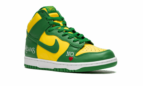 SB Dunk High "Supreme - By Any Means - Green/Yellow" - Image 7
