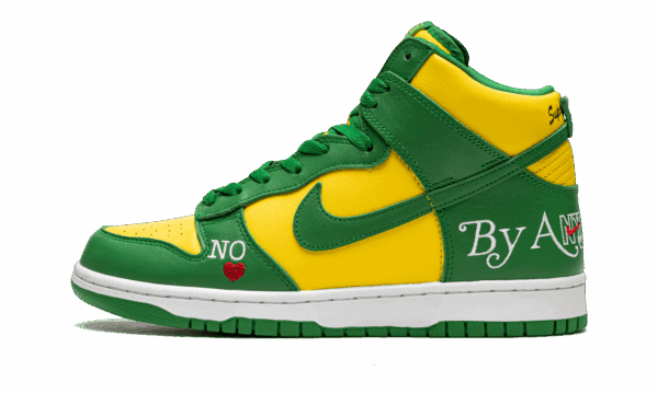 SB Dunk High "Supreme - By Any Means - Green/Yellow" - Image 8