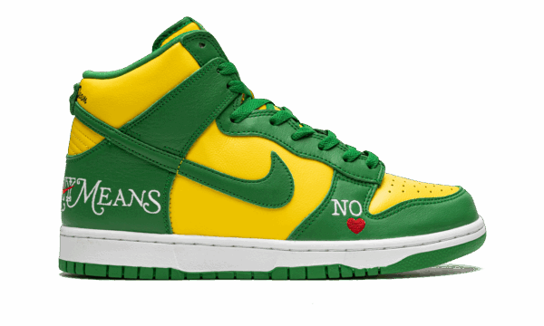 SB Dunk High "Supreme - By Any Means - Green/Yellow" - Image 6