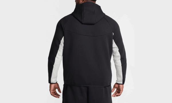 Tech Men's Full-zip Windrunner Hoodie "BLACK/DARK HEATHER-GREY/BLACK" - Image 2