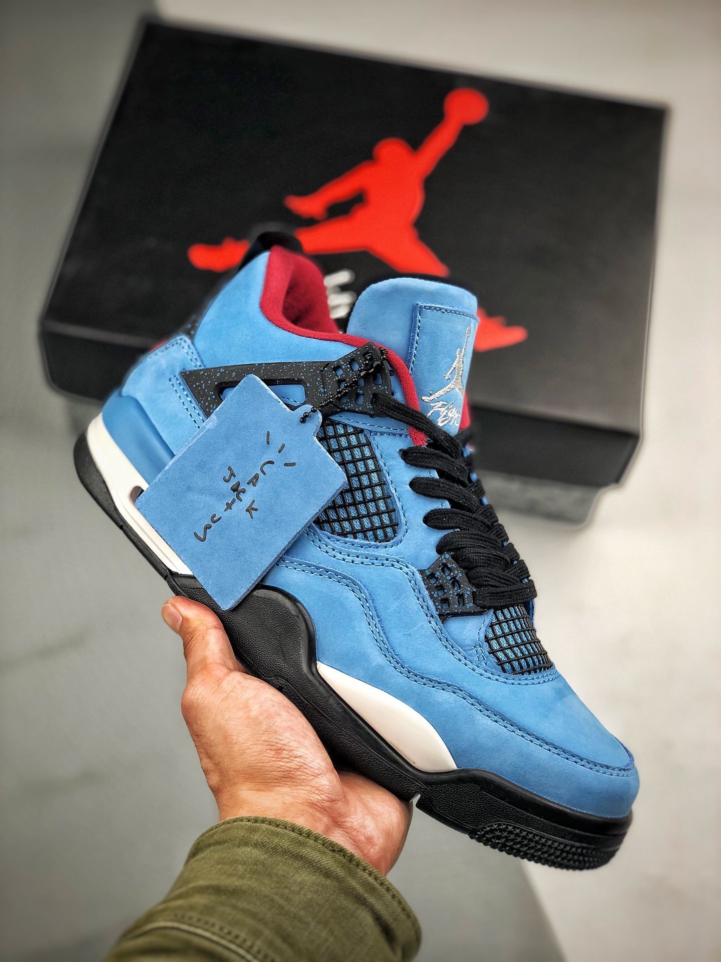 Travis Scott x Air Jordan 4 Houston Oilers University Blue/Varsity Red-Black 308497-406