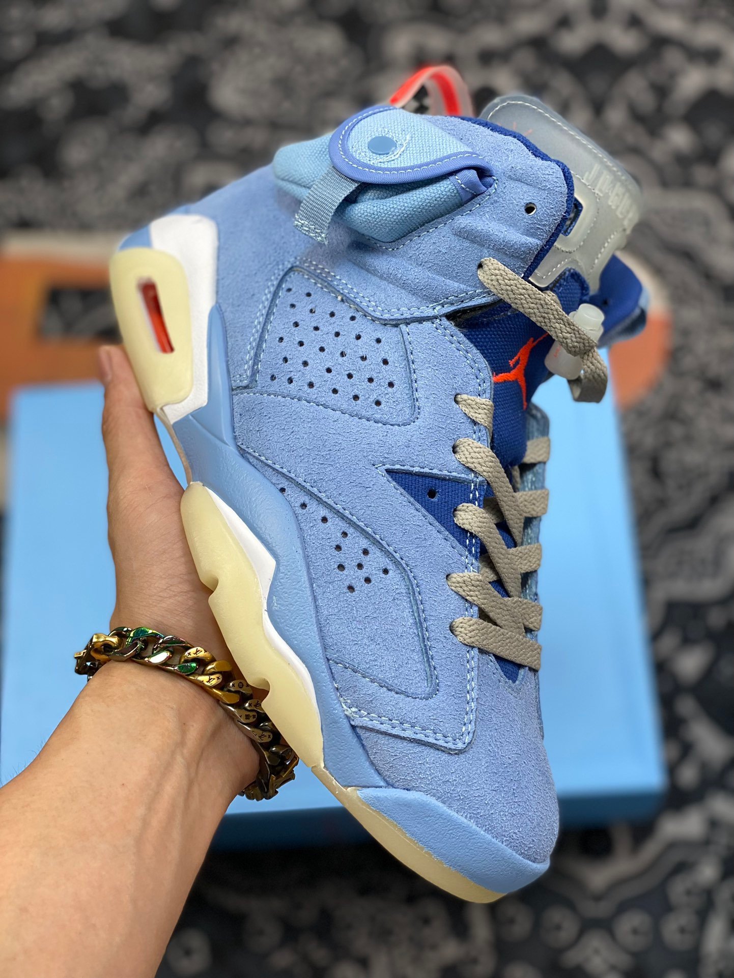 Travis Scott x Air Jordan 6 Houston Oilers Light Blue