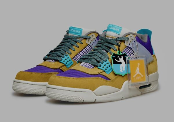 Union x Air Jordan 4 30th Anniversary Desert Moss Turquoise Blue - Image 3