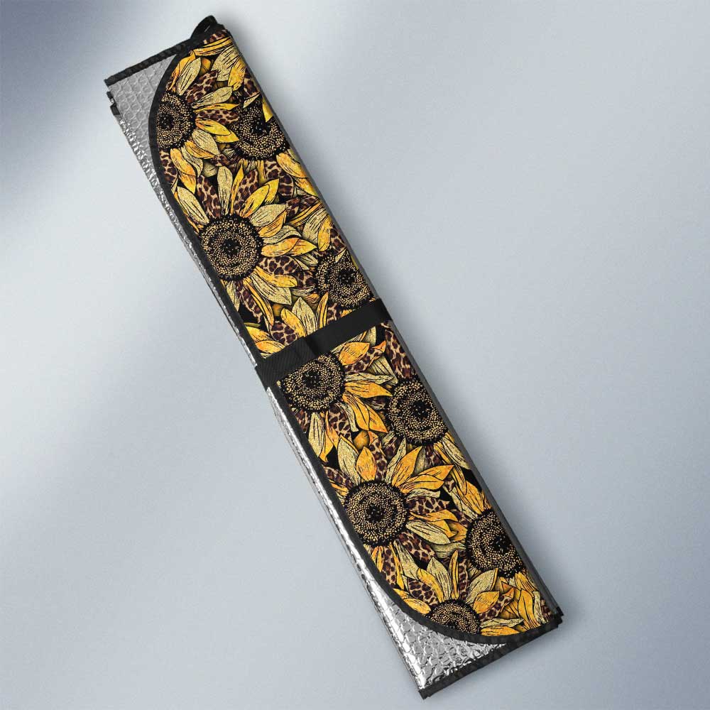 Cheetah Leopard Sunflower All Over Print Car Sunshade - Image 3