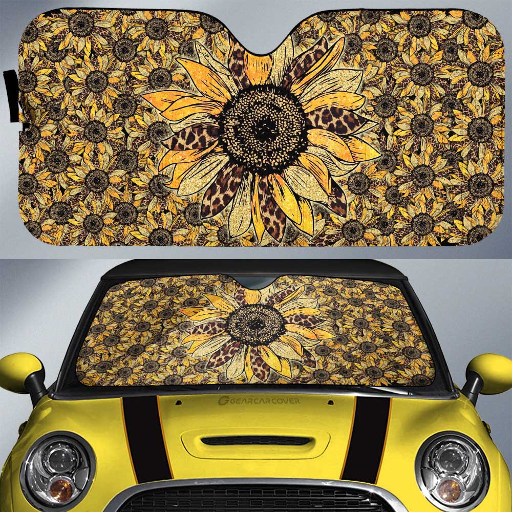 Cheetah Leopard Sunflower All Over Print Car Sunshade