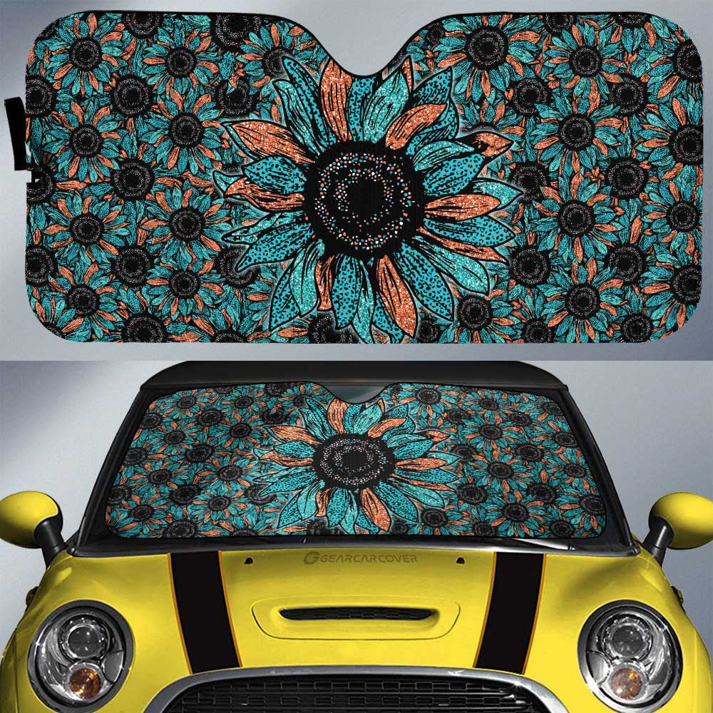 Leopard Sunflower All Over Print Car Sunshade