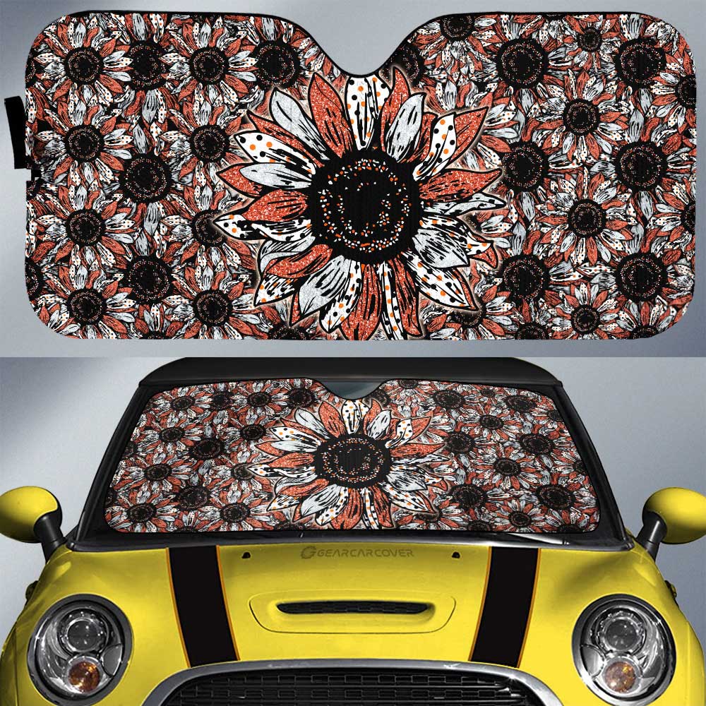 Orange Sunflower All Over Print Car Sunshade