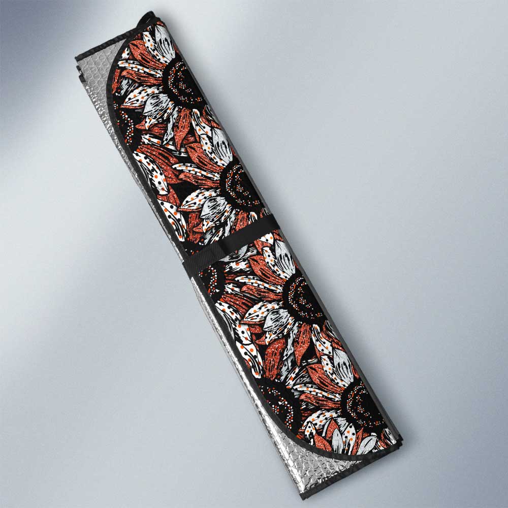 Orange Sunflower All Over Print Car Sunshade - Image 3