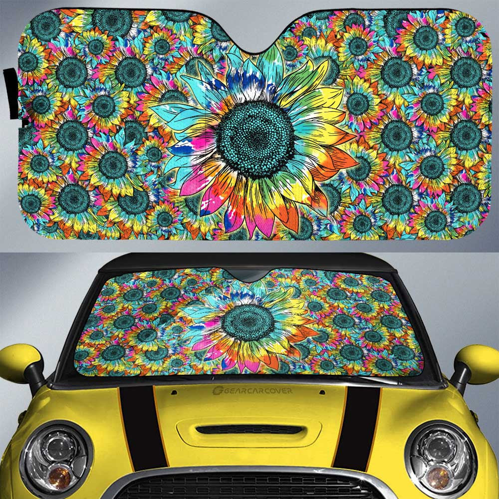 Tie Dye Sunflower All Over Print Car Sunshade