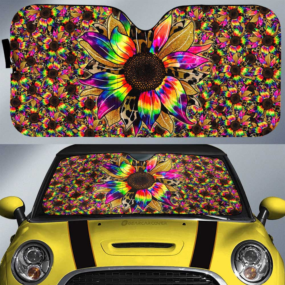 Tie Dye Sunflower All Over Print Car Sunshade